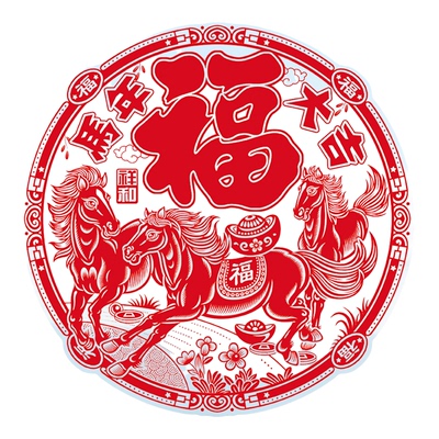 植绒窗花春节绒面墙贴门贴剪纸