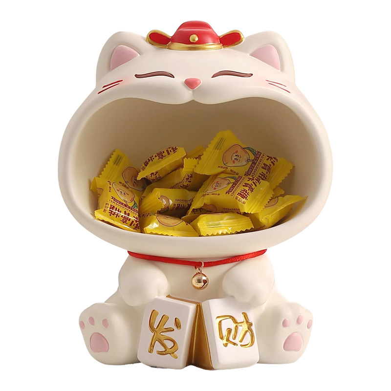 喜庆大嘴招财猫收纳装饰两不误