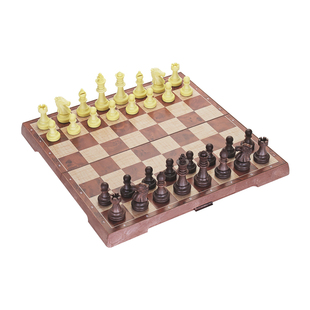 UB友邦大号仿木制国际象棋套装西洋跳棋64格磁性塑料棋子折叠棋盘