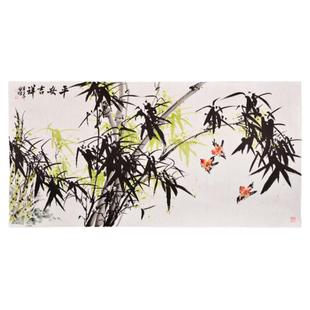 国画定制纯手绘花鸟墙画客厅办公室背景墙玄关带框喜上眉梢装饰画