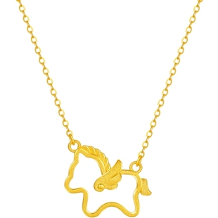 周六福黄金5G计价足金链坠冲刺镂空金马项链生肖马系列新年礼物