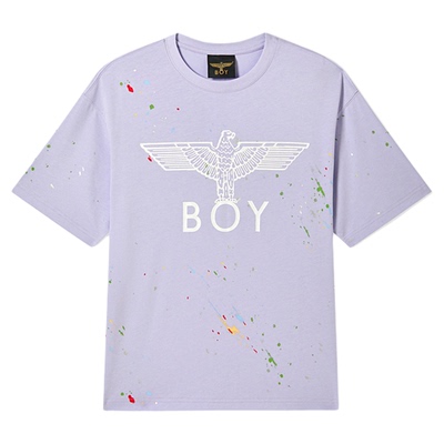 BOYLONDON夏季个性男女彩色颜料印花T恤26年情侣休闲短袖N01972
