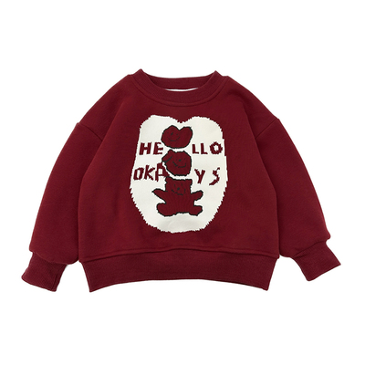 中小童秋冬韩版红色喜庆加绒卫衣