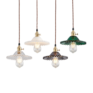 美式乡村复古怀旧老上海奶茶店漫咖啡店吧台单头莲花玻璃小吊灯