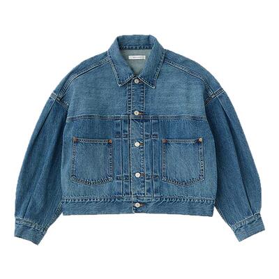 MOUSSY 春季新品复古捏褶短款牛仔夹克外套女010ISS11-1741