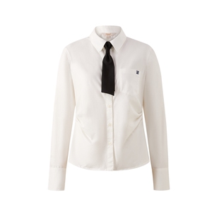 【小蛮腰】Eland衣恋衬衫女短款棉质翻领通勤上衣2026春季新款