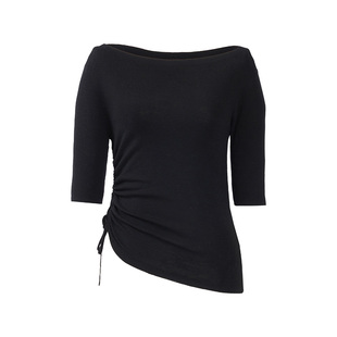 IAmMIX272026春套头针织衫女短款修身五分袖软糯绵羊毛一字领上衣