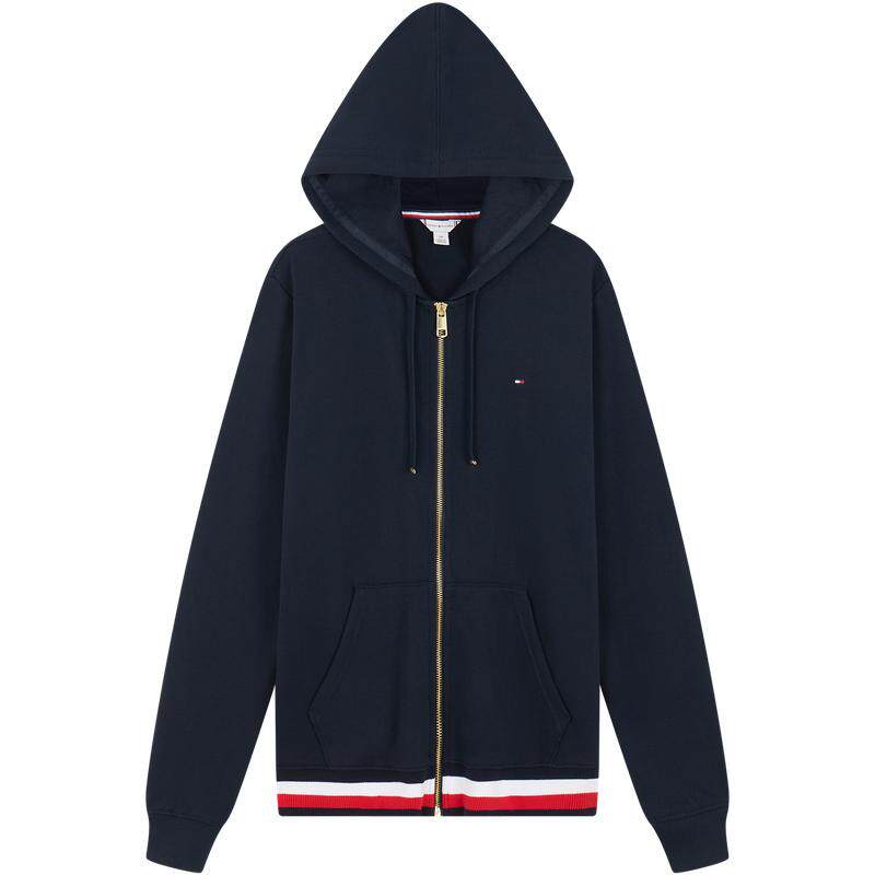 Tommy女装纯棉条纹连帽开衫卫衣