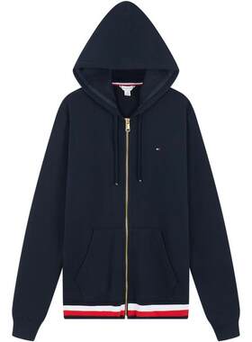 Tommy女装纯棉条纹连帽开衫卫衣