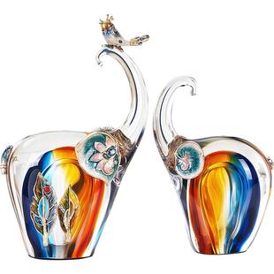 高端大象摆件珐琅彩工艺品客厅高档酒柜轻奢对象装饰乔迁新居礼物