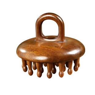 指环按摩檀木梳子天然圆盘头皮头部经络疏通毛囊养发神器头疗工具