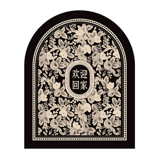 复古风入户门地垫现代花卉地毯可裁剪pvc易打理环保皮革防滑地垫