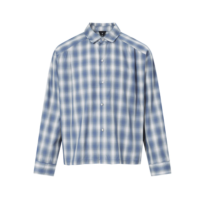 OVDY蓝白格子长袖衬衫开衫外套