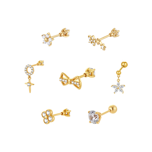 一撇一捺YPYN 9/10K金单只耳钉耳骨钉镶奥晶钻艺术珠宝商场同款