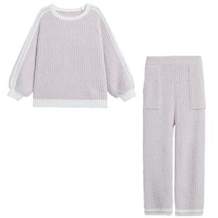 爱慕秋冬睡衣女半边绒柔软抗静电长袖长裤分身家居服套装