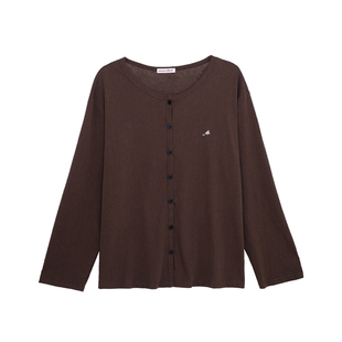 荒荒家 黑扣刺绣竹节棉开衫2026春夏新款薄款温柔慵懒防晒外套女