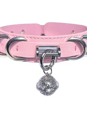 项圈女m定制刻字狗骨牌铃铛锁骨链真皮设计感小众颈圈K9颈环哥特