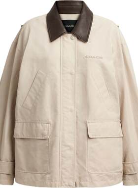 COACH/蔻驰奥莱女士涂蜡COUNTRY翻领夹克外套休闲复古