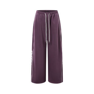大佬街舞潮牌原创紫色嘻哈夹条香蕉长裤凉感美式辣妹运动裤0763