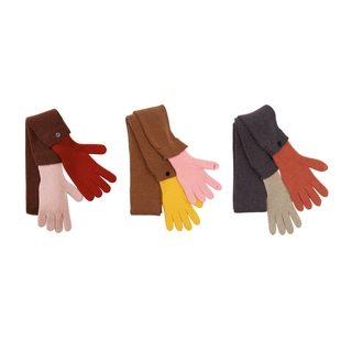 上森羊毛围巾女秋冬款保暖防风针织毛线披肩撞色2025新款拍手脖套