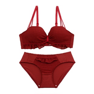 深巷归人少女日系甜美内心春夏薄款上托小胸聚拢本命年文胸套装