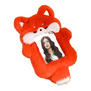 SINGBA小狐狸卡套可爱毛绒校园饭卡公交卡专辑小卡照片展示挂件套