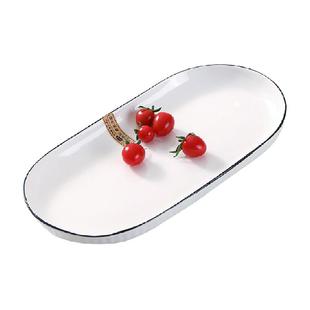 几物森林中式鱼盘陶瓷餐具蒸鱼盘子碟子菜盘长方形装鱼盘12英寸