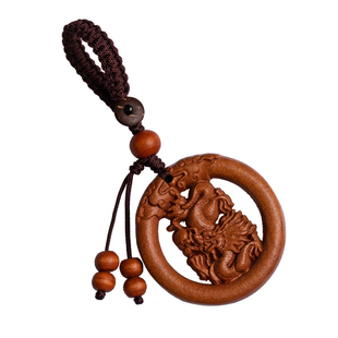 大善堂桃木汽车钥匙扣十二生肖马精雕本命年钥匙挂件国风实用礼物