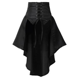 新款半身裙高腰不规则前短后长松紧腰封束系带腰带小众特殊燕尾裙