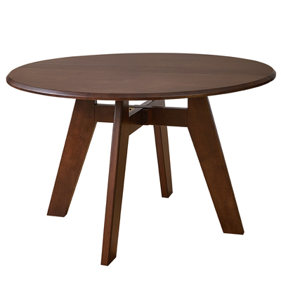 家逸实木折叠圆桌小户型餐桌椅家用圆形可折叠桌中古风吃饭圆桌子