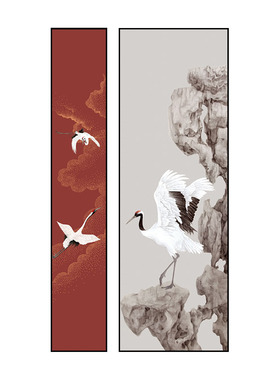 新中式入户玄关装饰画古风仙鹤