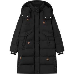 【90鹅绒】商场同款URLAZH有兰2025冬季新款黑色长款连帽羽绒服女