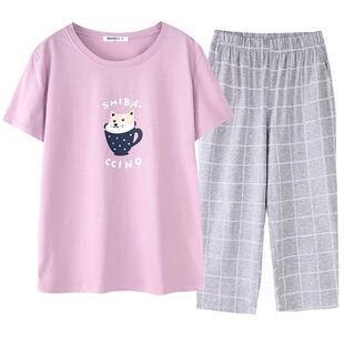 新一步夏天睡衣女夏季2026新款纯棉薄款短袖家居服两件套装可外穿