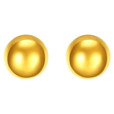 谢瑞麟足金光面圆球耳钉