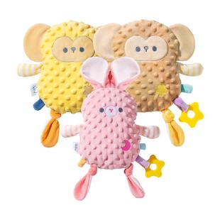 澳贝安抚巾婴儿可入口兔子豆豆毛绒手玩偶可啃咬牙胶宝宝睡觉玩具