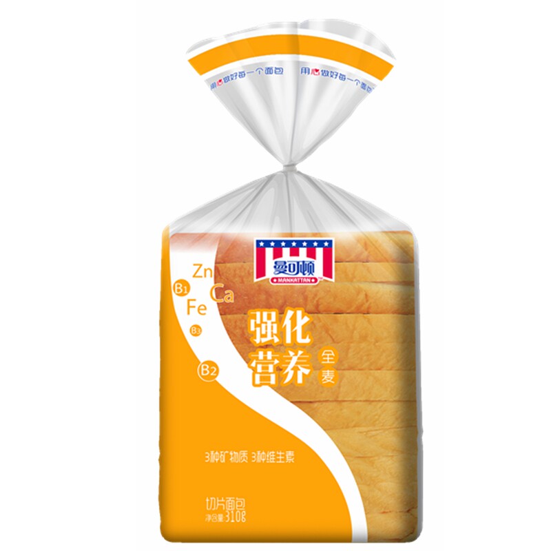 曼可顿强化全麦面包310g新款吐司