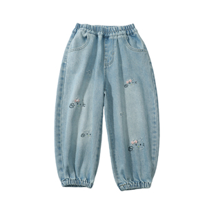 童装女童裤子春装儿童牛仔裤2026新款韩版洋气女孩灯笼裤宝宝长裤