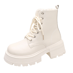 英伦风马丁靴女款秋冬季加绒靴子2025年新款厚底增高短靴保暖棉鞋