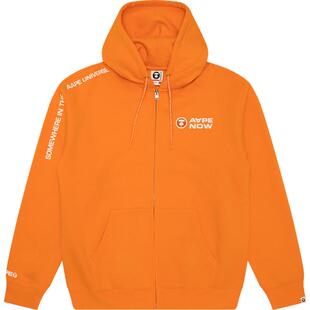 Aape旗舰男装秋冬猿人徽章字母印花厚绒连帽卫衣外套B327XXN