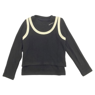 edo一度童装2025年秋冬新款女童假两件拼接长袖T恤修身儿童打底衫