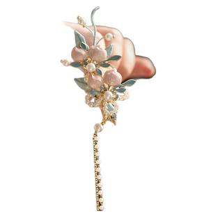 蝶恋花 发夹精致小边夹侧边 超仙气质清新粉蓝色头发夹子古风汉服