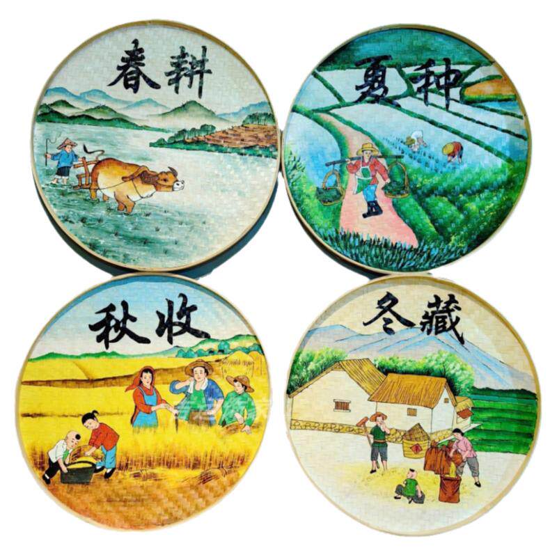 簸箕画乡村振兴装饰画美丽乡村画