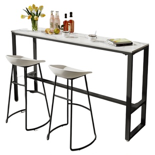 简约家用岩板吧台桌椅靠墙休闲商用酒吧奶茶店户外阳台飘窗高脚桌