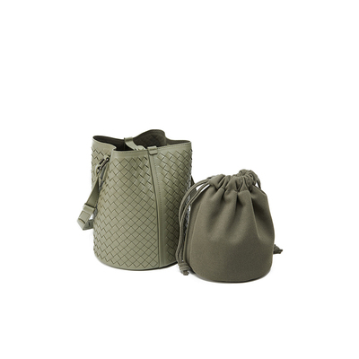 手工编织格纹羊皮手提女包