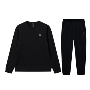 特步女装加绒保暖运动套装冬季休闲卫衣女款裤子圆领上衣官方正品