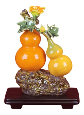 石湾陶瓷葫芦摆件招财旺宅国风