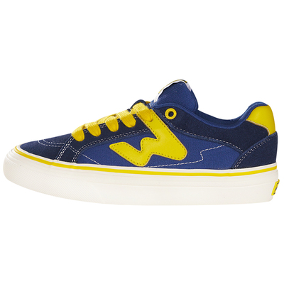 顽刻ollieskate蓝黄拼色秋季校园风W系列休闲低帮男女国潮滑板鞋