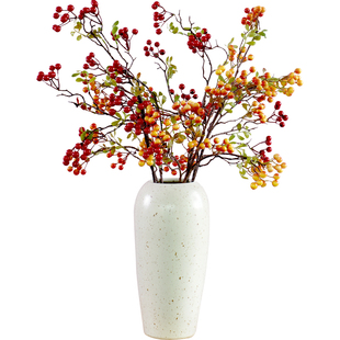 新中式秋实果仿真花浆果客厅玄关假花摆件高级仿生冬青果装饰花艺