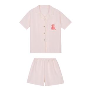 馨帮帮夏季新款学生可爱猫咪短袖睡衣套装女薄款舒适亲肤家居服