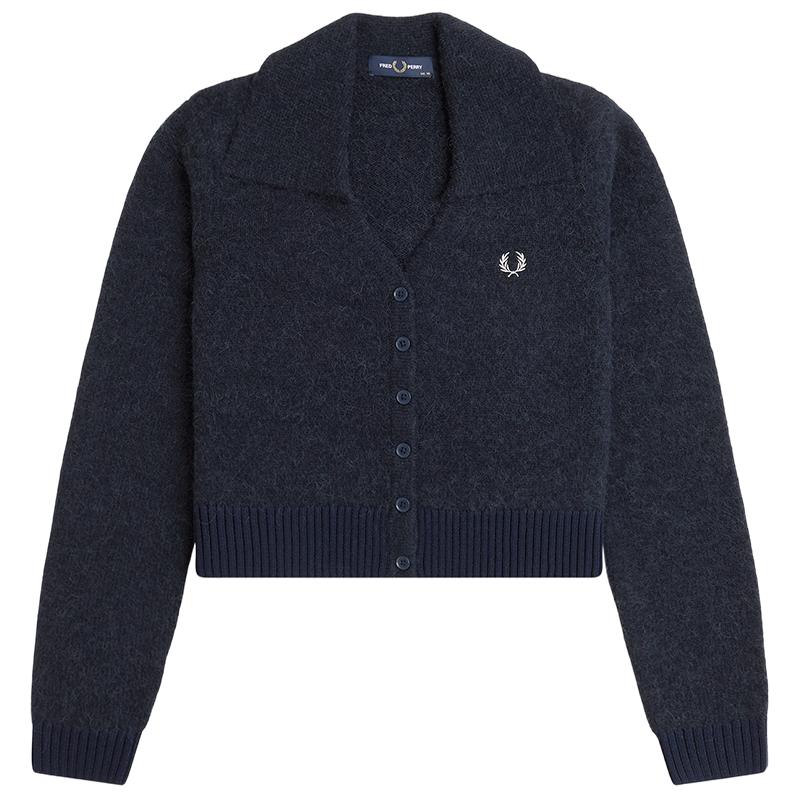 FREDPERRY短款翻领针织开衫